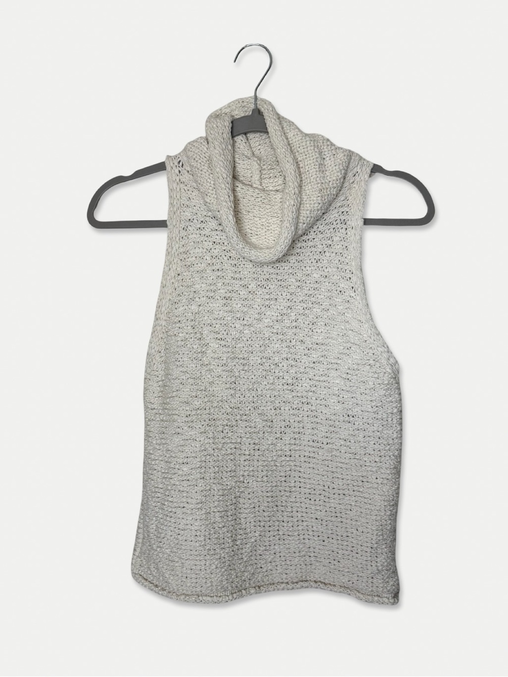Pilcro Anthropologie XS Ivory Chunky Knit Cowl Neck Sleeveless Sweater Top